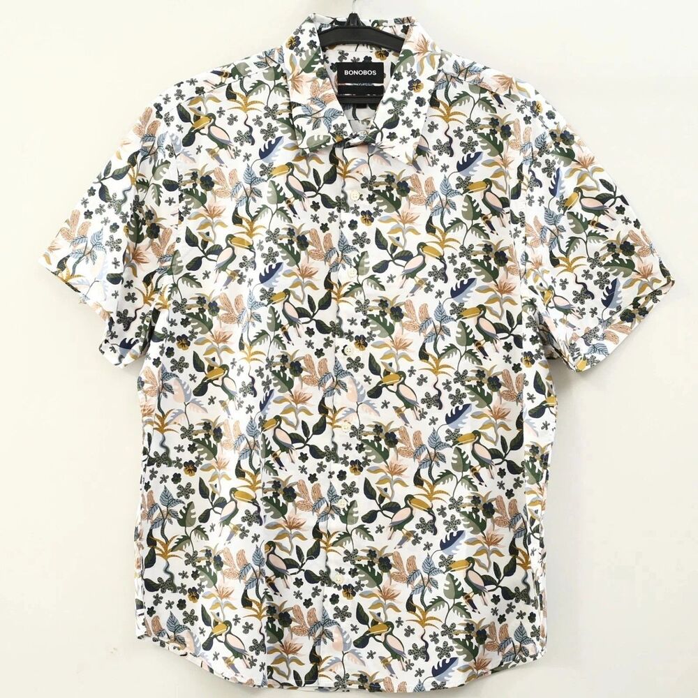 Bonobos Hawaiian Short Sleeve Men's Shirt Printed Tailored Fit XXL 287174